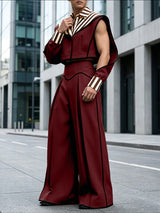 Men's Avant-Garde Architectural Split-Sleeve Cropped Two Pieces Outfit SKUL78019