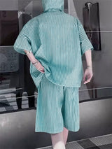 Mens Striped Hooded Casual Two Pieces Outfit SKUL17852