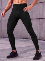 Men's Athletic Performance Gym Workout Honeycomb Textured High-Waist Pant SKUL83955