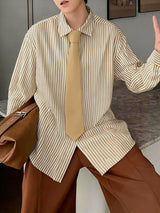 Men's Stripe Tie Long Sleeve Shirt SKUL30528