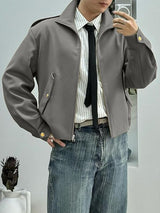 Men's Solid Color Loose Long Sleeve Jacket SKUL42537