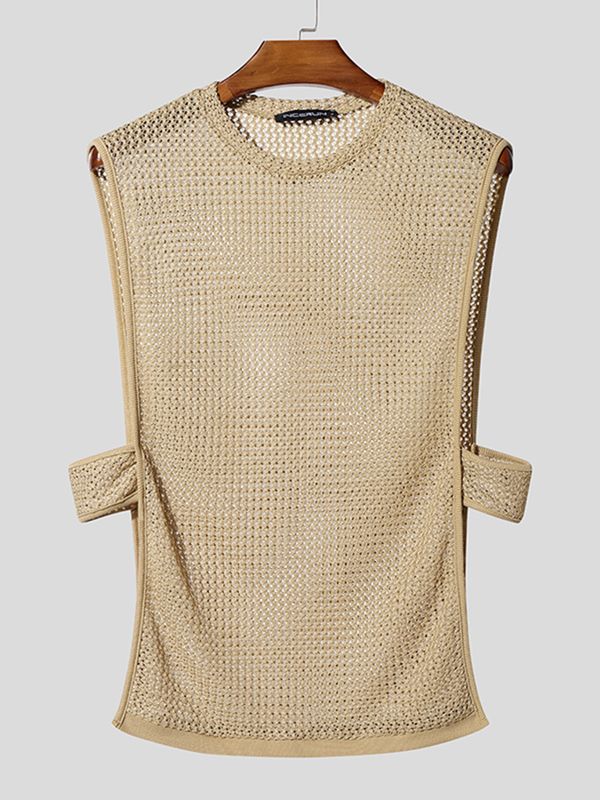 Men's Avant-Garde Hollow Out Crochet Knit Tank SKUL55434