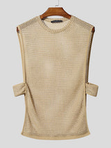 Men's Avant-Garde Hollow Out Crochet Knit Tank SKUL55434