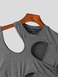 Mens Cutout Deconstruction Design Long Sleeve T-Shirt SKUK42903
