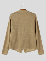 Men's Yuppie Resort Deep V-Neck Collarless Textured Cardigan SKUL79221
