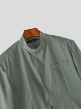 Men's Avant-Garde Zen Cropped Mandarin Collar Two Pieces Outfit SKUL77982