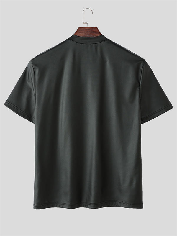 Mens Glitter Zipper Short Sleeve T-Shirt SKUL17041