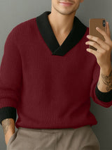 Men's Knit Colorblock Long Sleeve Sweater SKUL29751