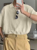 Mens Texture Solid Short Sleeve Golf Shirt SKUK08723