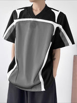 Men's Colorblock Mesh Padded Shoulder Short Sleeve T-Shirt SKUL27004