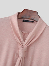 Men's Colorful Cotton Lace Up 3/4 Sleeve Shirt SKUL41015