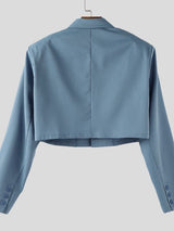 Men's Solid Color Cropped Casual Long Sleeve Blazer SKUL36631