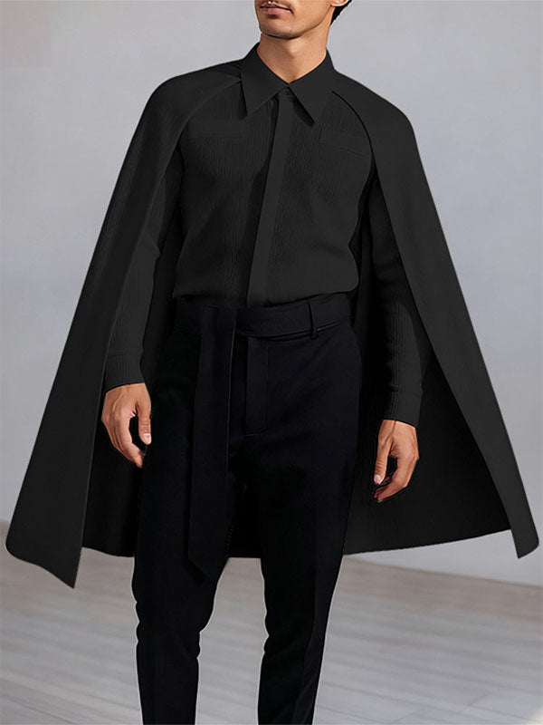 Men's Cape Patchwork Textured Long Sleeve Shirt SKUL28506