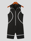Mens Contrast Striped Zip Front Sleeveless Bodysuit SKUK09495