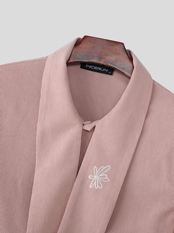 Men's Deconstructed Embroidered Tie Long Sleeve Shirt SKUL45405