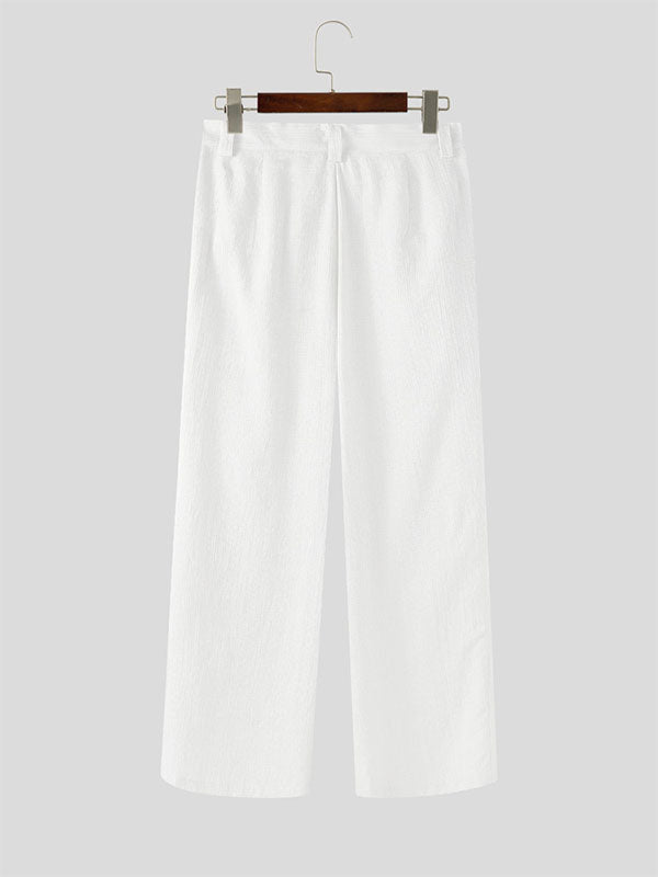 Mens Solid Color Loose Textured Casual Pant SKUL15603