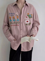 Men's Floral Embroidered Textured Long Sleeve Shirt SKUL29774