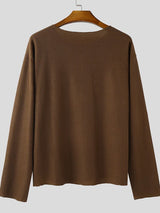 Men's Solid Color Textured Casual Long Sleeve T-Shirt SKUL38540