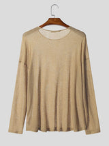 Men's Lazy Style Hollow Knit Long Sleeve T-Shirt SKUL38539