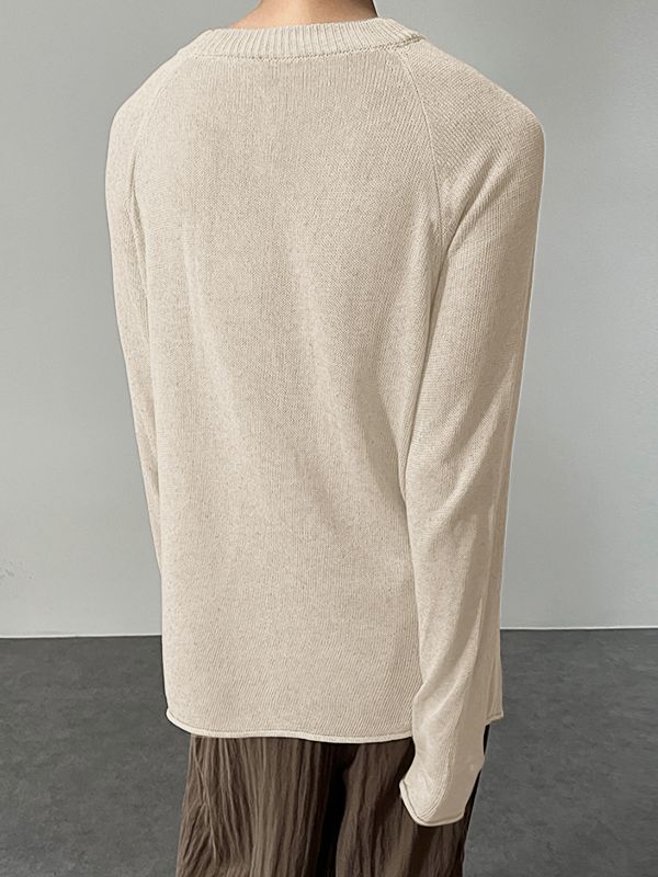 Men's Solid Relaxed Knit Long Sleeve T-Shirt SKUL35259