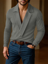 Men's Solid Color Knit Long Sleeve Sweater SKUL31942