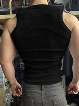 Men's Solid Color Textured Casual Tank SKUL30568