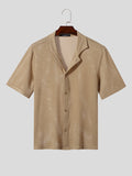 Mens Solid Mesh Textured Short Sleeve Shirt SKUK54197