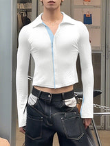 Men's Colorblock Flared Long Sleeve Cardigan SKUL25111