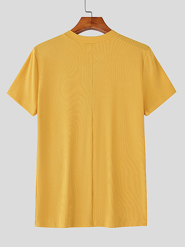 Men's Textured Half-Zip Short Sleeve T-Shirt SKUL26234