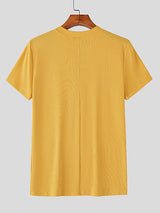 Men's Textured Half-Zip Short Sleeve T-Shirt SKUL26234