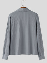 Men's Knit Textured Lapel Long Sleeve Sweater SKUL28254