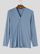 Men's Early Autumn Solid Ribbed Deep V-Neck Sweater SKUL81072