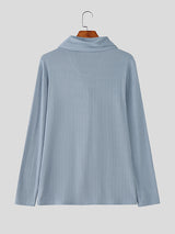 Men's Solid Color Deconstructed Textured Long Sleeve T-shirt SKUL28402