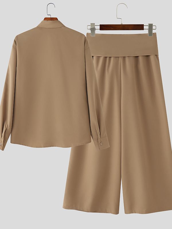 Men's Solid Color Casual Two Pieces Outfit SKUL40191