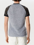 Mens Fleece Patchwork Short Sleeve T-Shirt SKUK48482