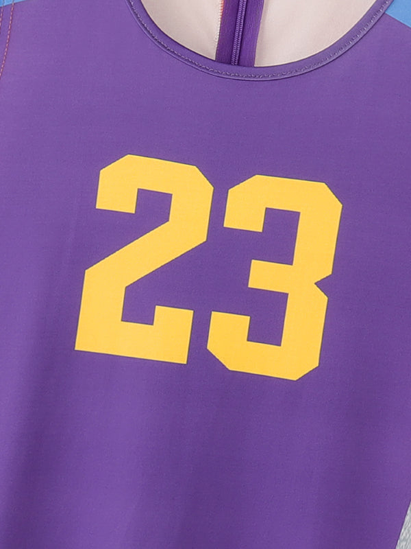 Men's Number Print Colorblock Bodysuit SKUL18798