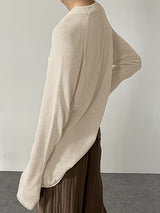 Men's Solid Relaxed Knit Long Sleeve T-Shirt SKUL35259