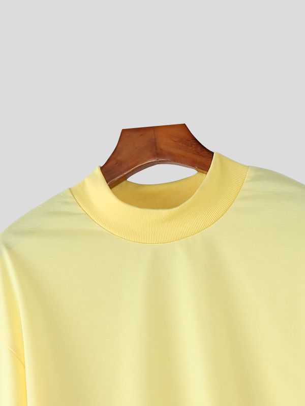 Men's Solid Color Deconstructed Cropped Long Sleeve Sweatshirt SKUL51813