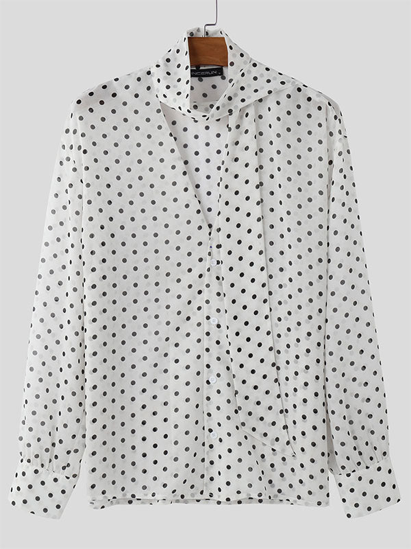 Mens Polka Dot Print Long Sleeve Shirt SKUK99046
