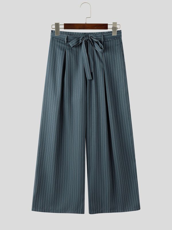 Men's High-Street Japanese Harajuku Pinstripe Wide-Leg Pant SKUL75700