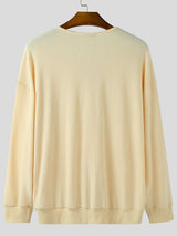 Men's Textured Knit V Neck Long Sleeve Cardigan SKUL33862