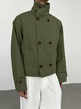 Men's Double Breasted Stand Collar Long Sleeve Jacket SKUL31504