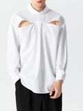 Mens Cutout Design Solid Long Sleeve Shirt SKUK41749