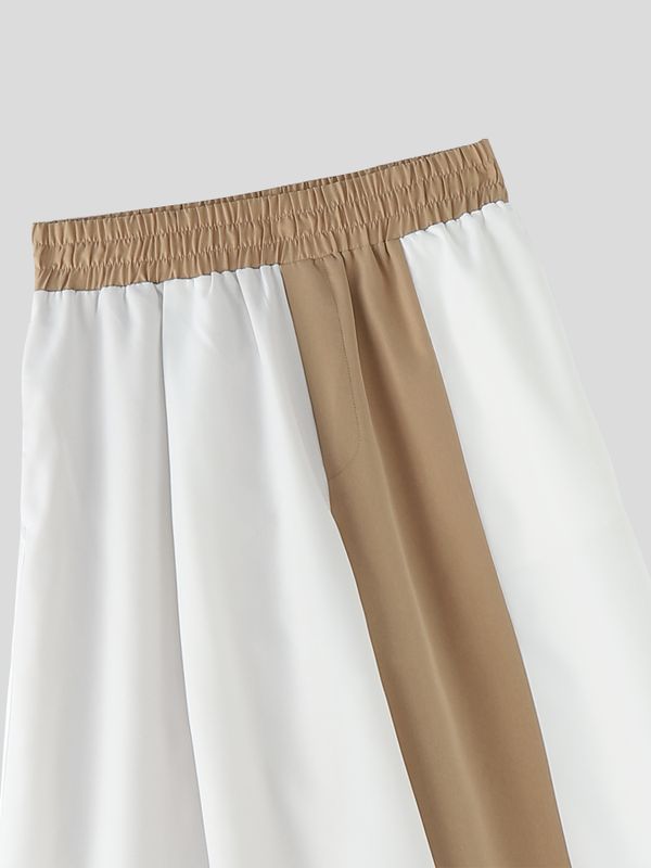 Men's Ruffle Hem Contrast Color Casual Pant SKUL53016