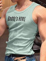 Men's Solid Color Slogan Print Casual Tank SKUL51915