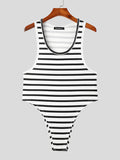 Mens Striped Scoop Neck Sleeveless Bodysuit SKUK24921