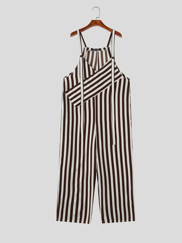 Men's Striped Contrast Color Casual Jumpsuit SKUL59515