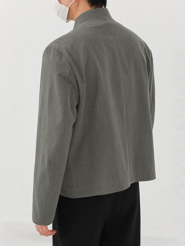 Men's Solid Color Stand Collar Long Sleeve Blazer SKUL43819