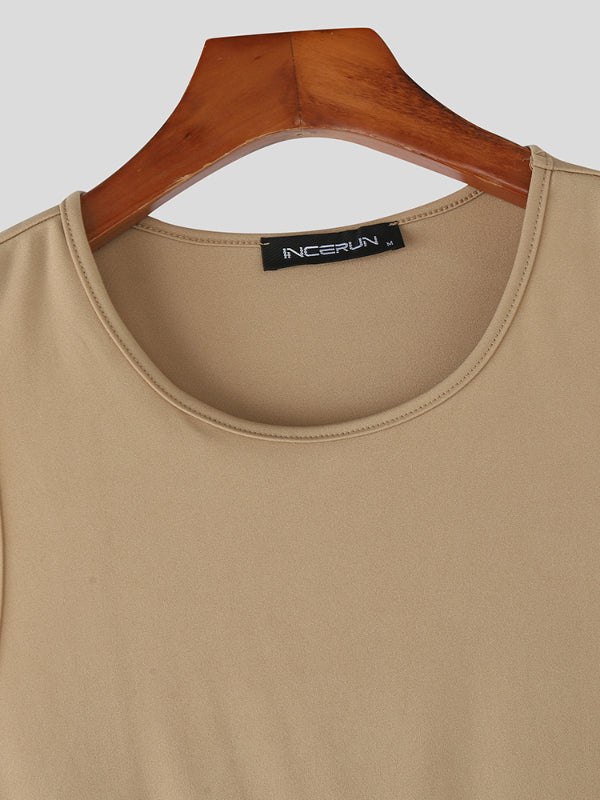 Mens Solid Color Drawstring Waist Casual Tank SKUL14001