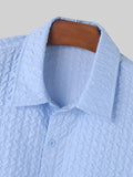 Mens Solid Texture Loose Short Sleeve Shirt SKUK51083
